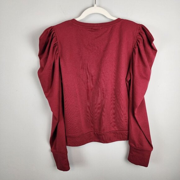 Lea & Viola sz M Puff Sleeve sweatshirt burgundy - Picture 8 of 12